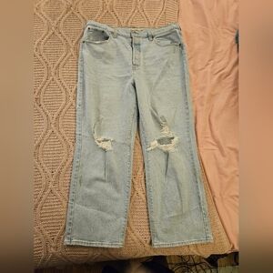 Levi's Light Blue Ribcage Straight Ankle Distressed Women Jeans Size 16w